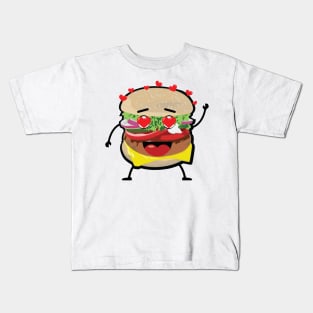 Lovely Burger Greeting - Funny Character Illustration Kids T-Shirt